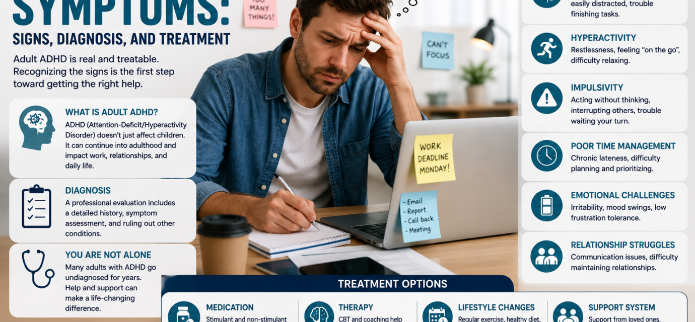 Adult ADHD Symptoms: Signs, Diagnosis, and Treatment