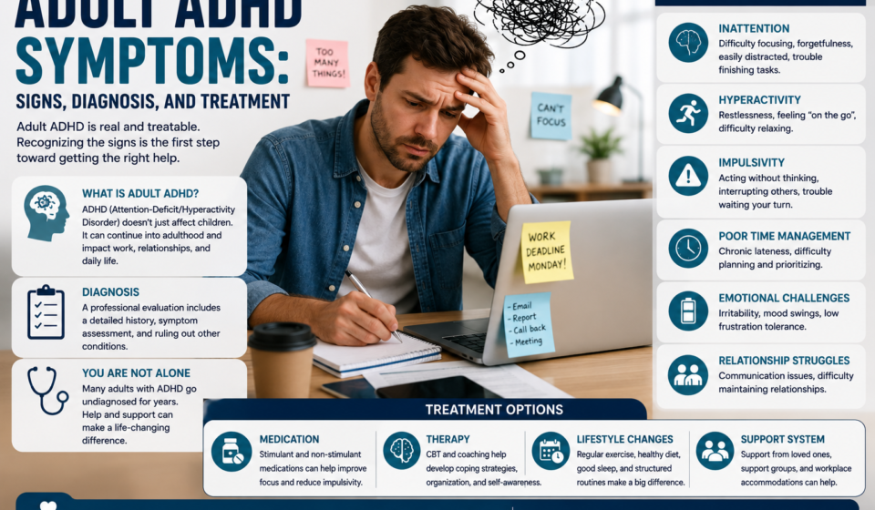 Adult ADHD Symptoms: Signs, Diagnosis, and Treatment